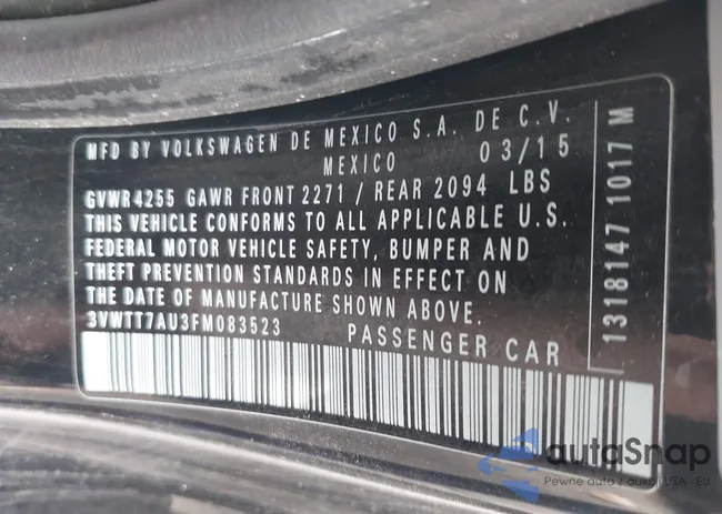 3VWTT7AU3FM083523: 43431570