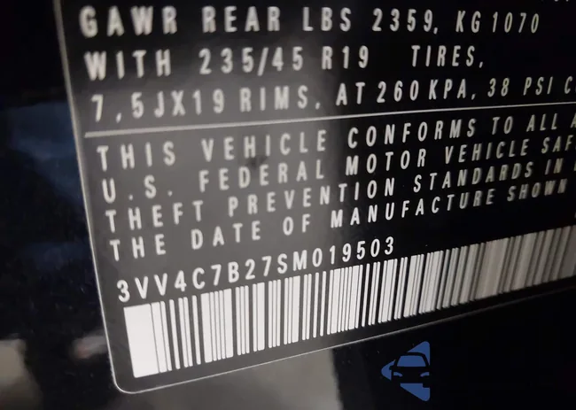 3VV4C7B27SM019503: 43431623