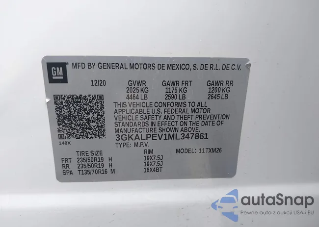 3GKALPEV1ML347861: 43431836