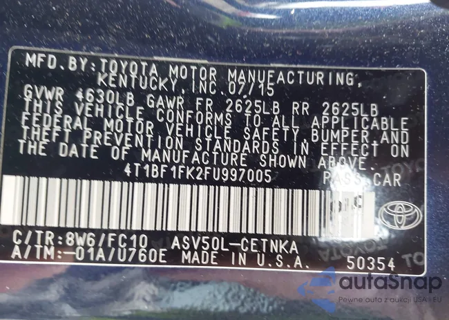 4T1BF1FK2FU997005: 43431962