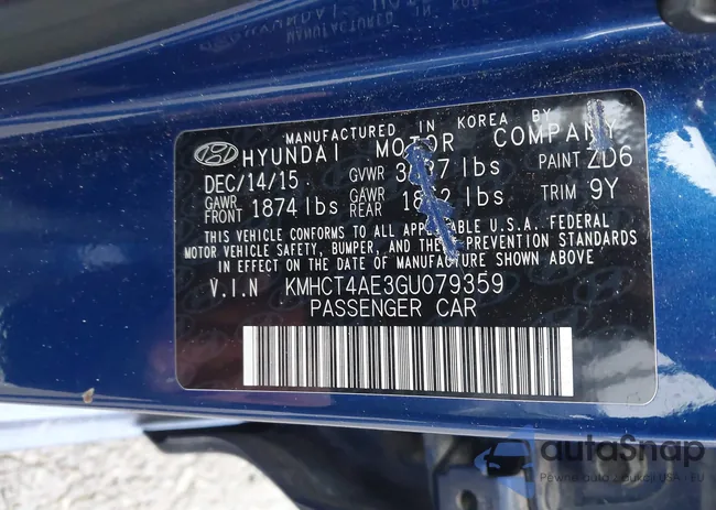 KMHCT4AE3GU079359: 43432091