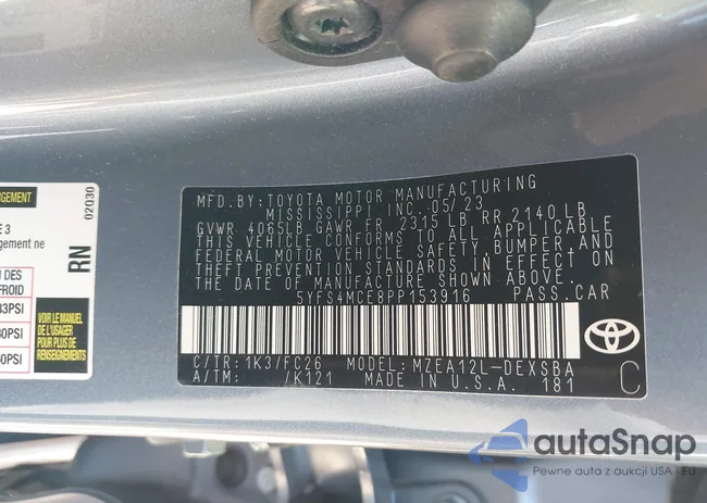 5YFS4MCE8PP153916: 43431213