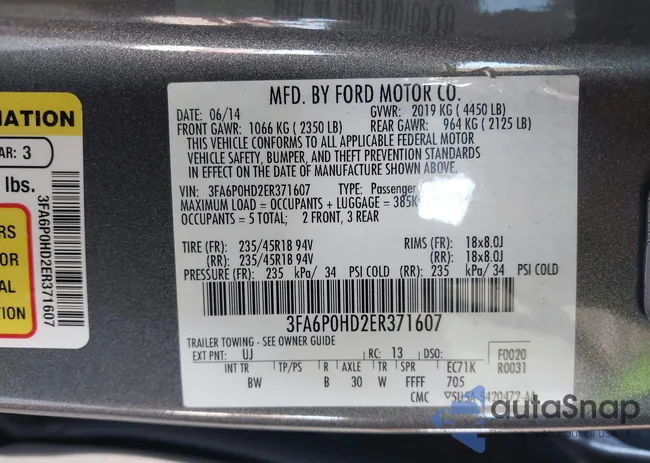 3FA6P0HD2ER371607: 43431235