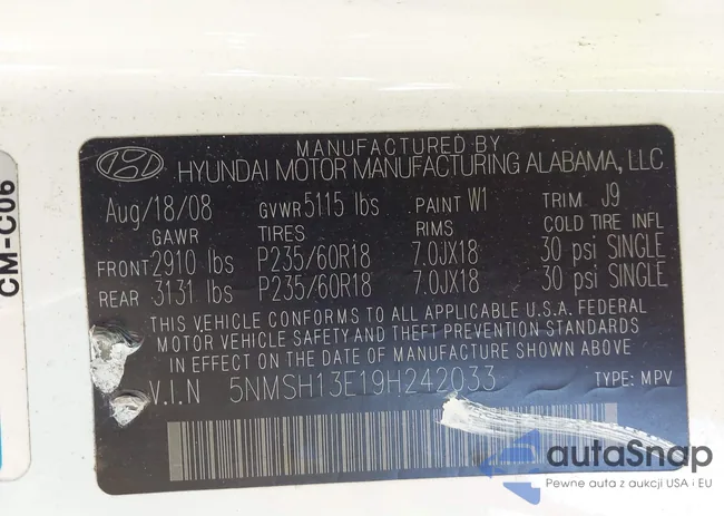 5NMSH13E19H242033: 43431377