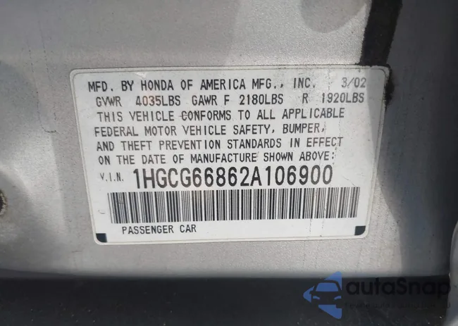 1HGCG66862A106900: 43432601