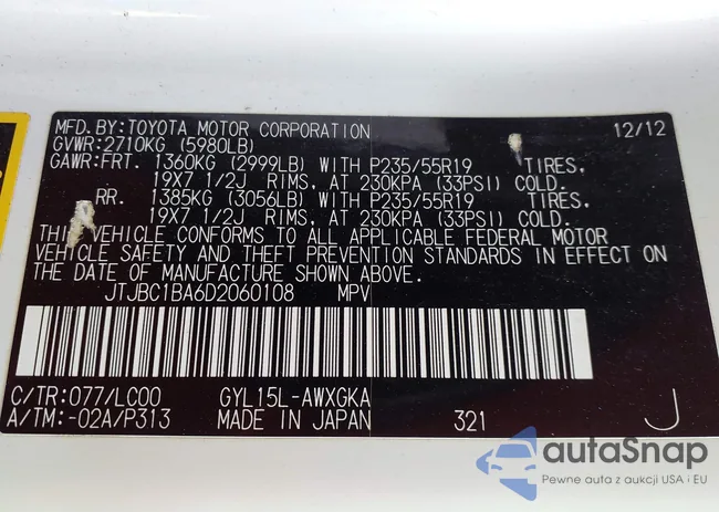 JTJBC1BA6D2060108: 43432824