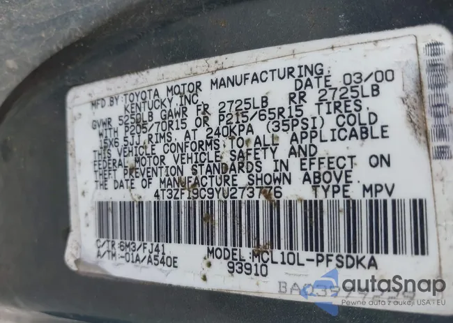 4T3ZF19C9YU273776: 43432938