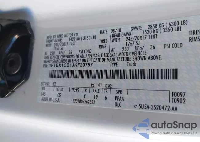 1FTEX1CB1JKF29757: 43432945