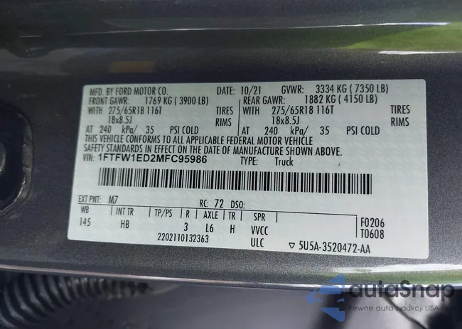 1FTFW1ED2MFC95986: 43433024