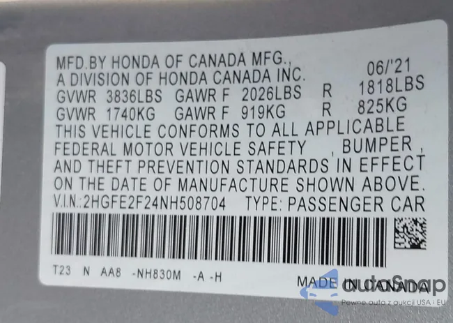 2HGFE2F24NH508704: 43432348