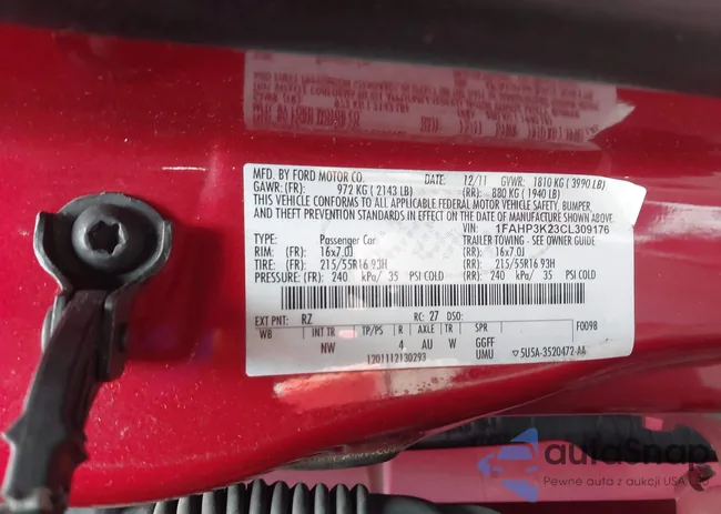 1FAHP3K23CL309176: 43432405