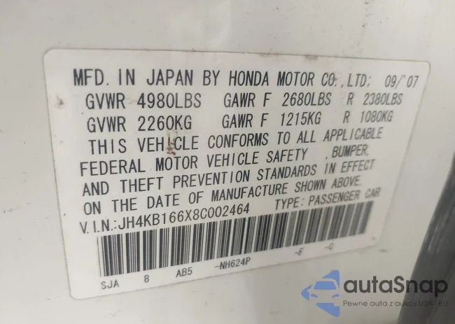 JH4KB166X8C002464: 43432480