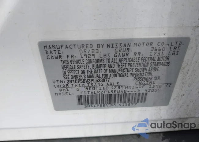 3N1CP5BV3PL533877: 43433725