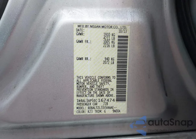 1N4AL3AP5EC167474: 43433780