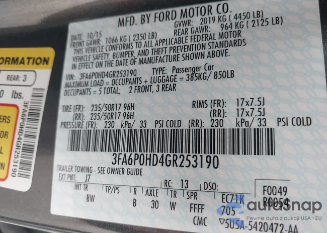 3FA6P0HD4GR253190: 43433843