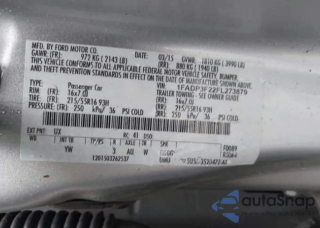 1FADP3F22FL273879: 43433997