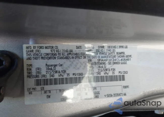 1FAHP3K24CL408461: 43434121