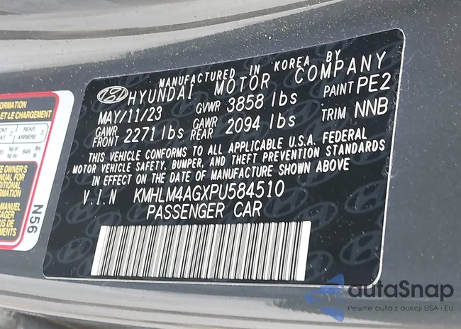 KMHLM4AGXPU584510: 43434127