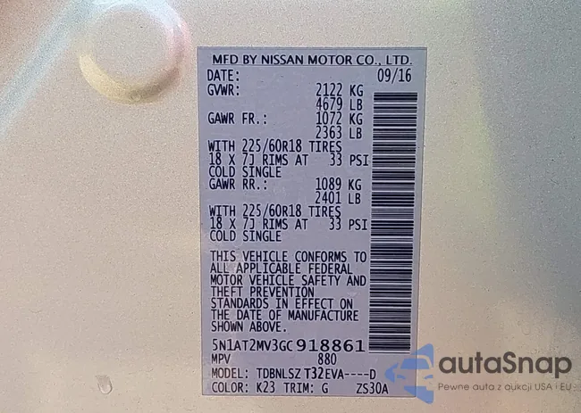 5N1AT2MV3GC918861: 43433250