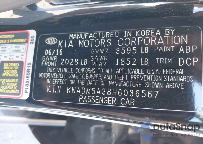 KNADM5A38H6036567: 43433254