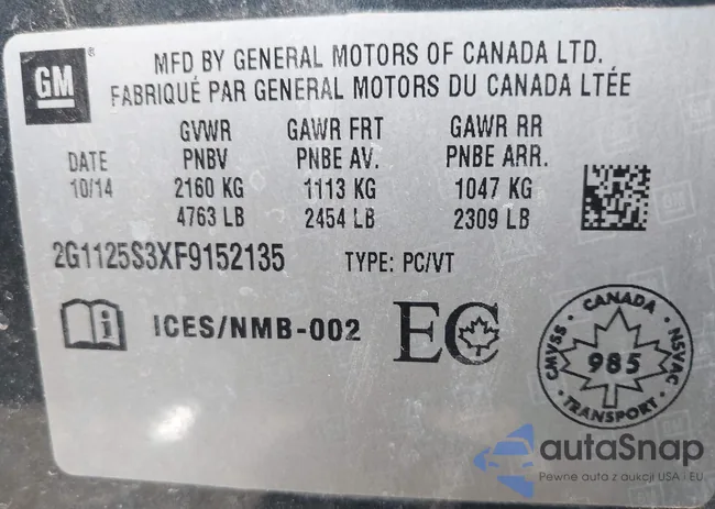 2G1125S3XF9152135: 43433274