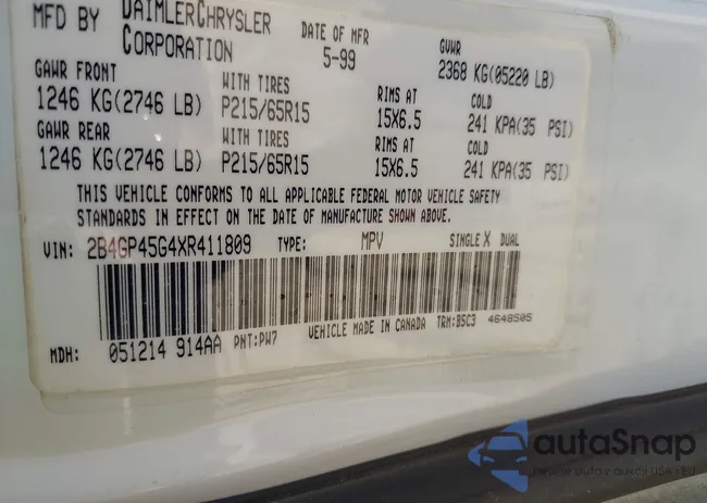 2B4GP45G4XR411809: 43433550