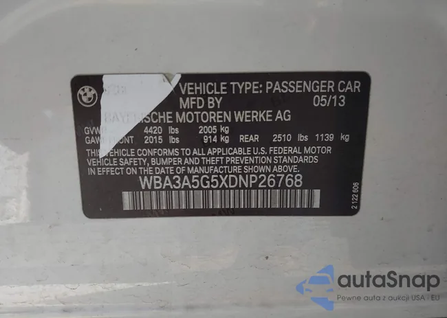 WBA3A5G5XDNP26768: 43434731