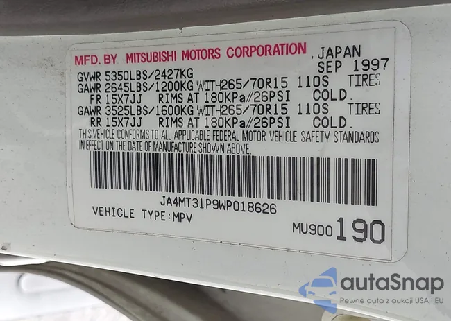 JA4MT31P9WP018626: 43435137