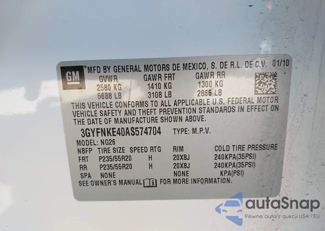 3GYFNKE40AS574704: 43434183