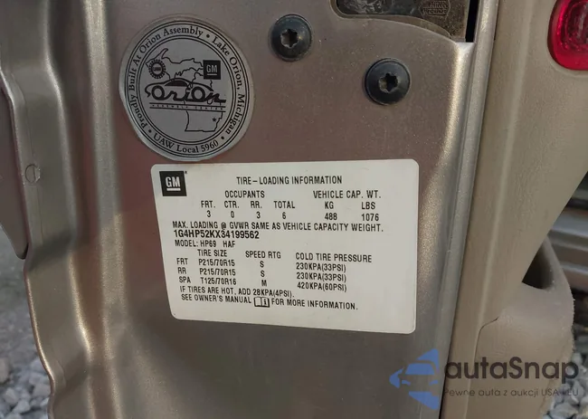 1G4HP52KX34199562: 43434317