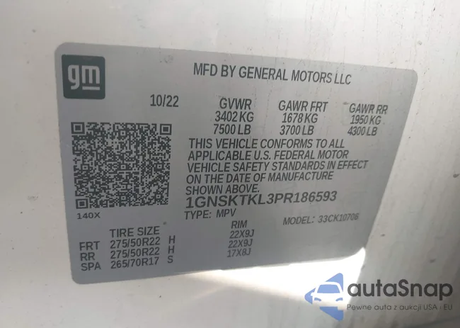 1GNSKTKL3PR186593: 43434360