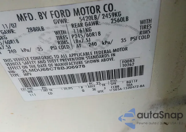 2LMDU68C78BJ06978: 43434389