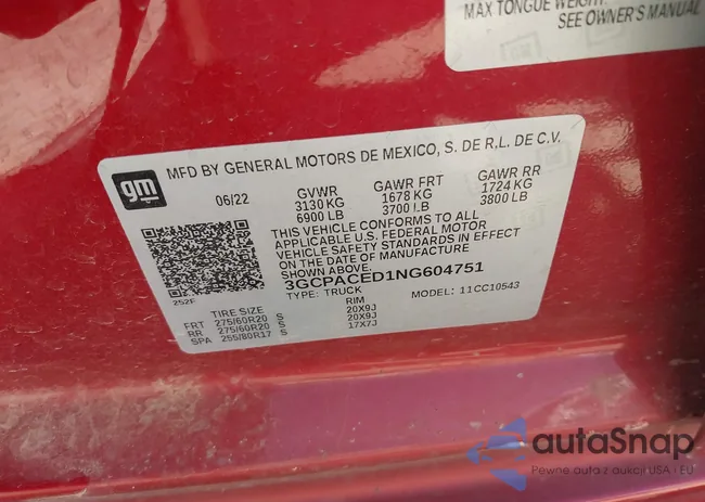 3GCPACED1NG604751: 43435577