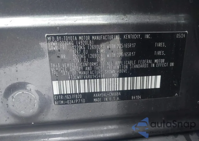 4T3LWRFV6RU145488: 43435643