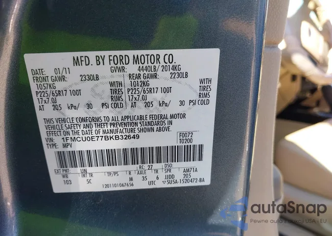 1FMCU0E77BKB32649: 43435700