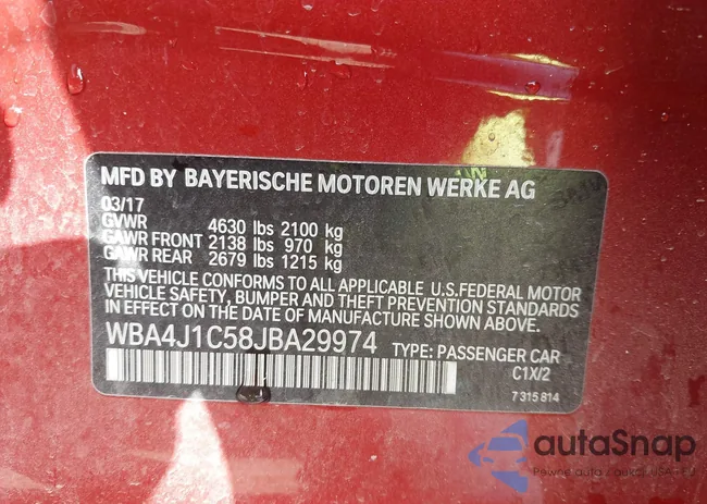 WBA4J1C58JBA29974: 43435835