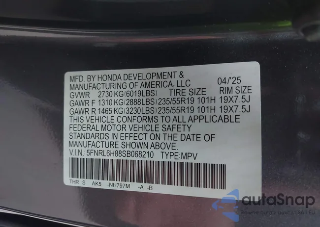 5FNRL6H88SB068210: 43435895
