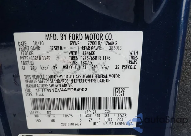 1FTFW1EV4AFD84902: 43436073