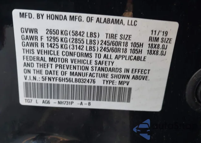 5FNYF6H56LB032476: 43435296