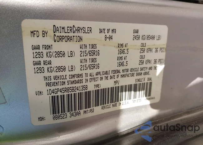 1D4GP45R85B241358: 43435486