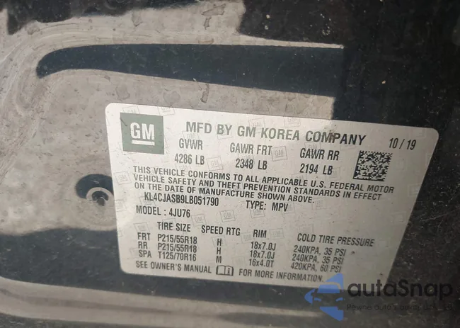 KL4CJASB9LB051790: 43435488