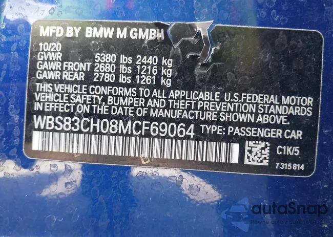 WBS83CH08MCF69064: 43435500