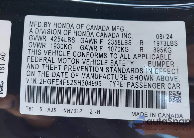 2HGFE4F82SH304995: 43435510