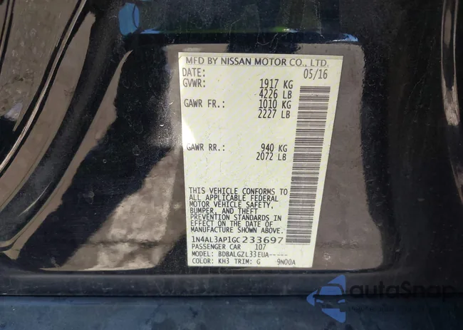 1N4AL3AP1GC233697: 43435513