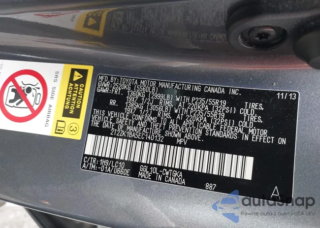 2T2ZK1BA5EC140132: 43435521