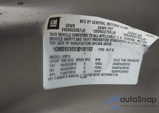 1GMDX03EX3D100183: 43435553