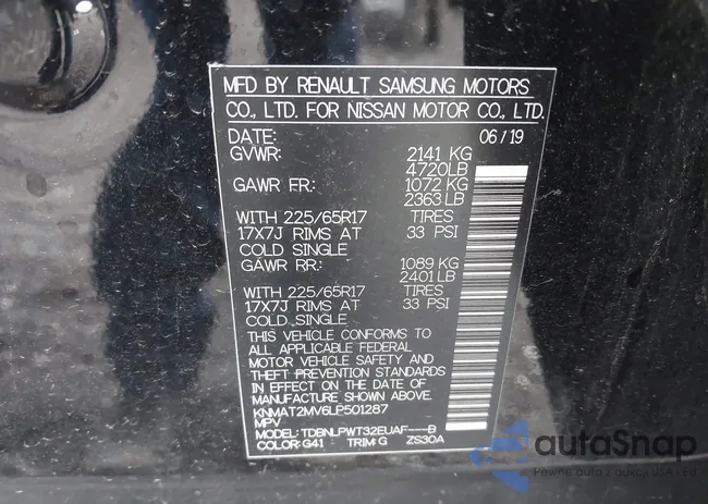 KNMAT2MV6LP501287: 43436645