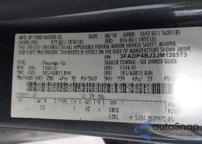 3FADP4BJ2JM138573: 43436687