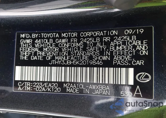 JTHY3JBH5K2019846: 43436707