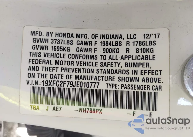 19XFC2F79JE010777: 43436745